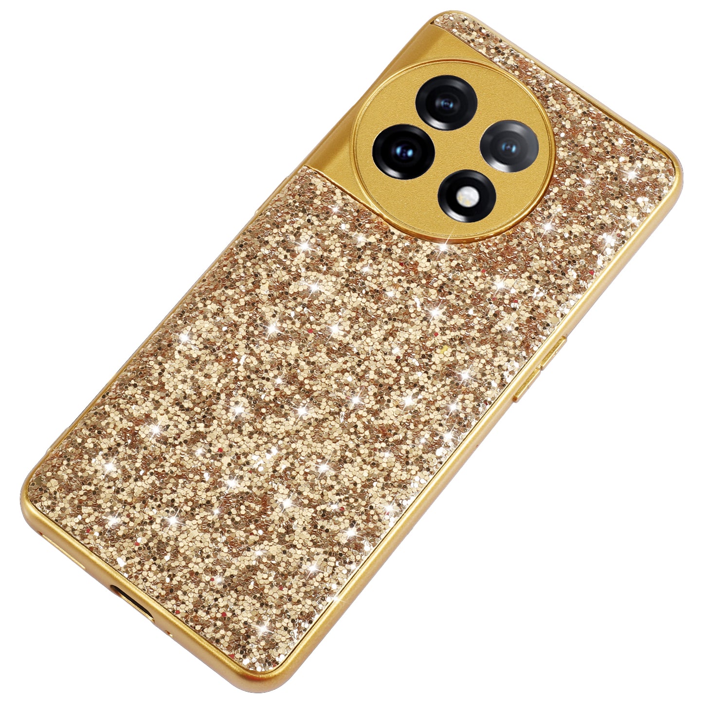 Protective Cover for OnePlus 11 5G Shiny Glitter Sequins Electroplating TPU Frame Hard PC Phone Case