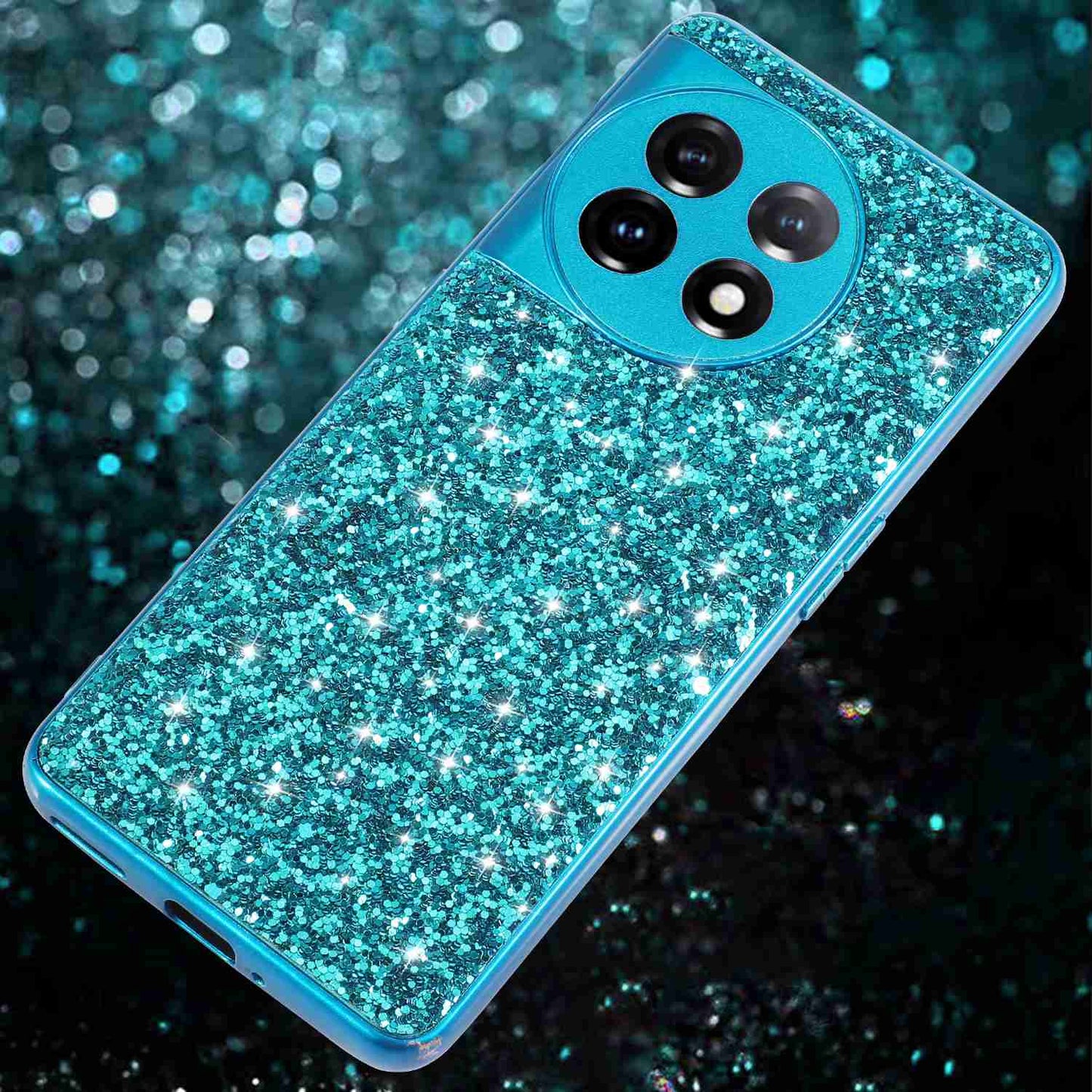Protective Cover for OnePlus 11 5G Shiny Glitter Sequins Electroplating TPU Frame Hard PC Phone Case