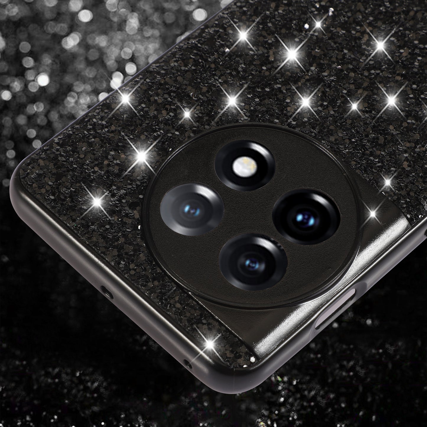 Protective Cover for OnePlus 11 5G Shiny Glitter Sequins Electroplating TPU Frame Hard PC Phone Case