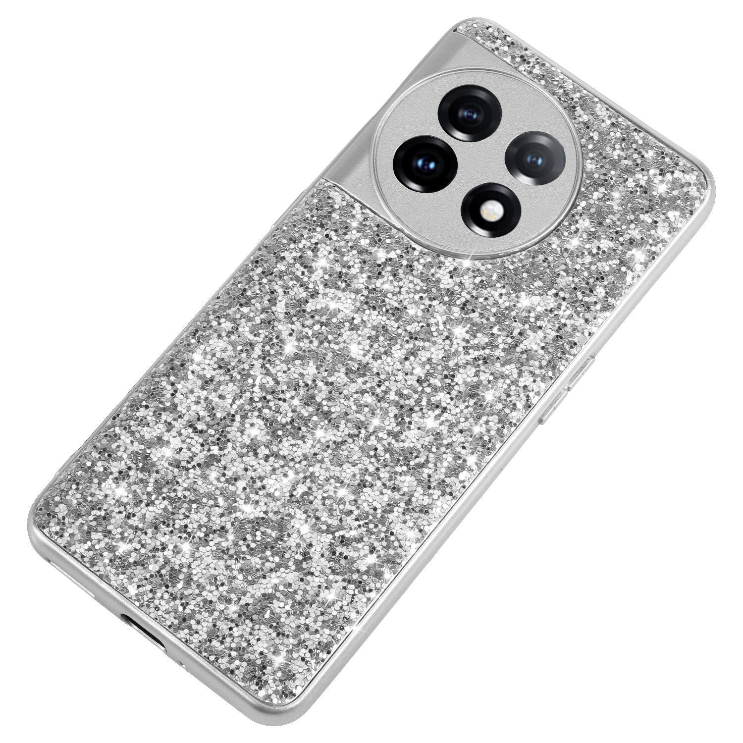Protective Cover for OnePlus 11 5G Shiny Glitter Sequins Electroplating TPU Frame Hard PC Phone Case