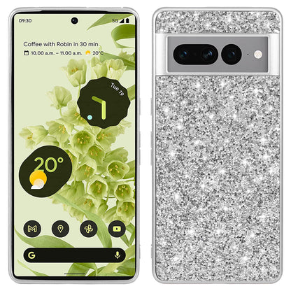 Electroplating Shell for Google Pixel 8 Shiny Glitter Sequins Protective Cover TPU Frame Hard PC Phone Case
