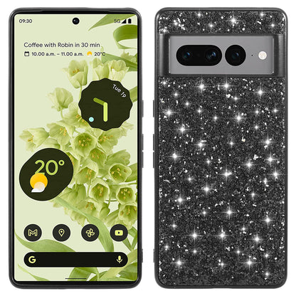 For Google Pixel 8 Pro Shockproof Phone Case Shiny Glitter Sequins Electroplating TPU Frame Hard PC Back Cover