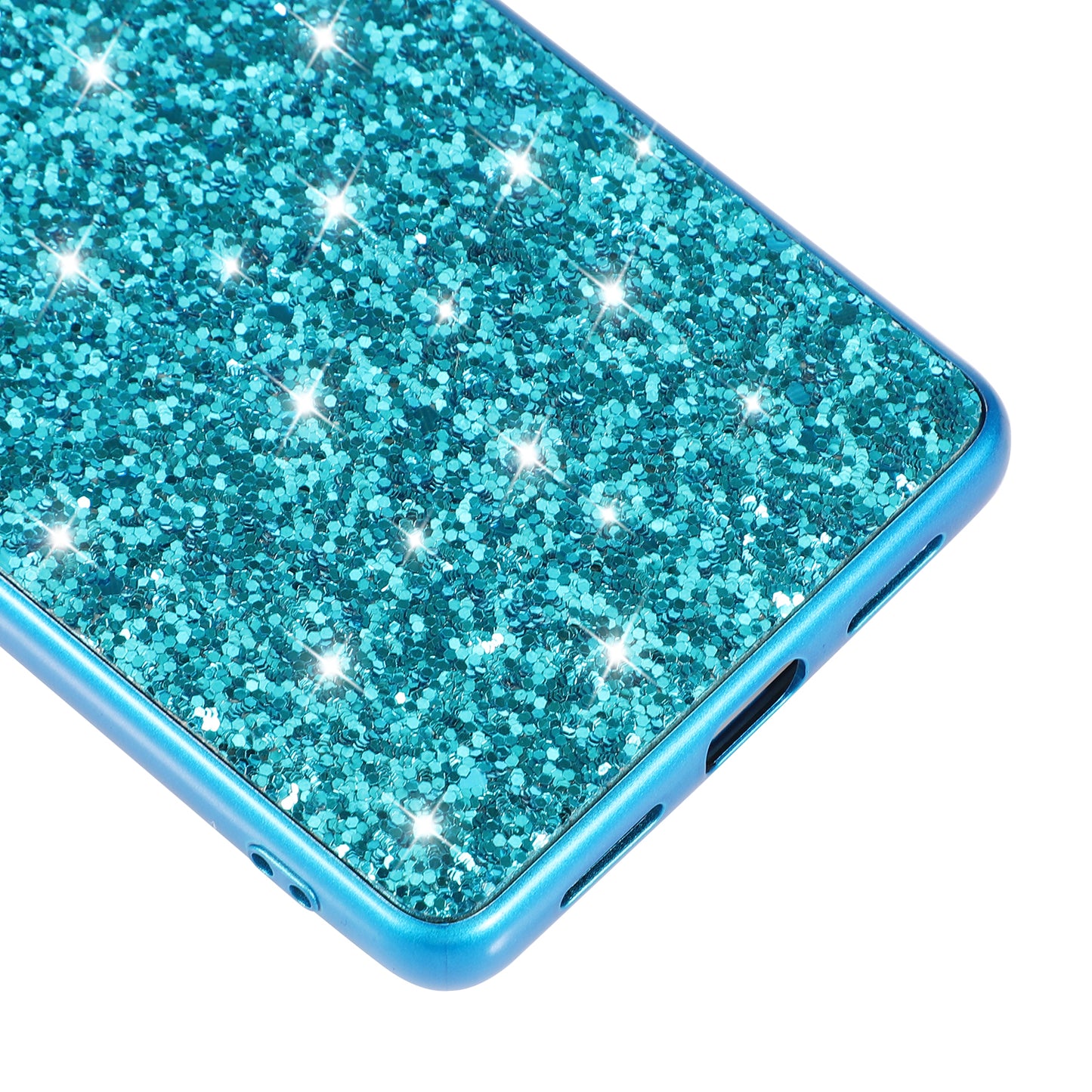 For Google Pixel 7a Phone Cover Electroplating TPU Frame Hard PC Back Case with Shiny Glitter Sequins Decor