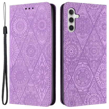 For Samsung Galaxy A54 5G Magnetic Adsorption Imprinted PU Leather Phone Case Wallet Stand Cover