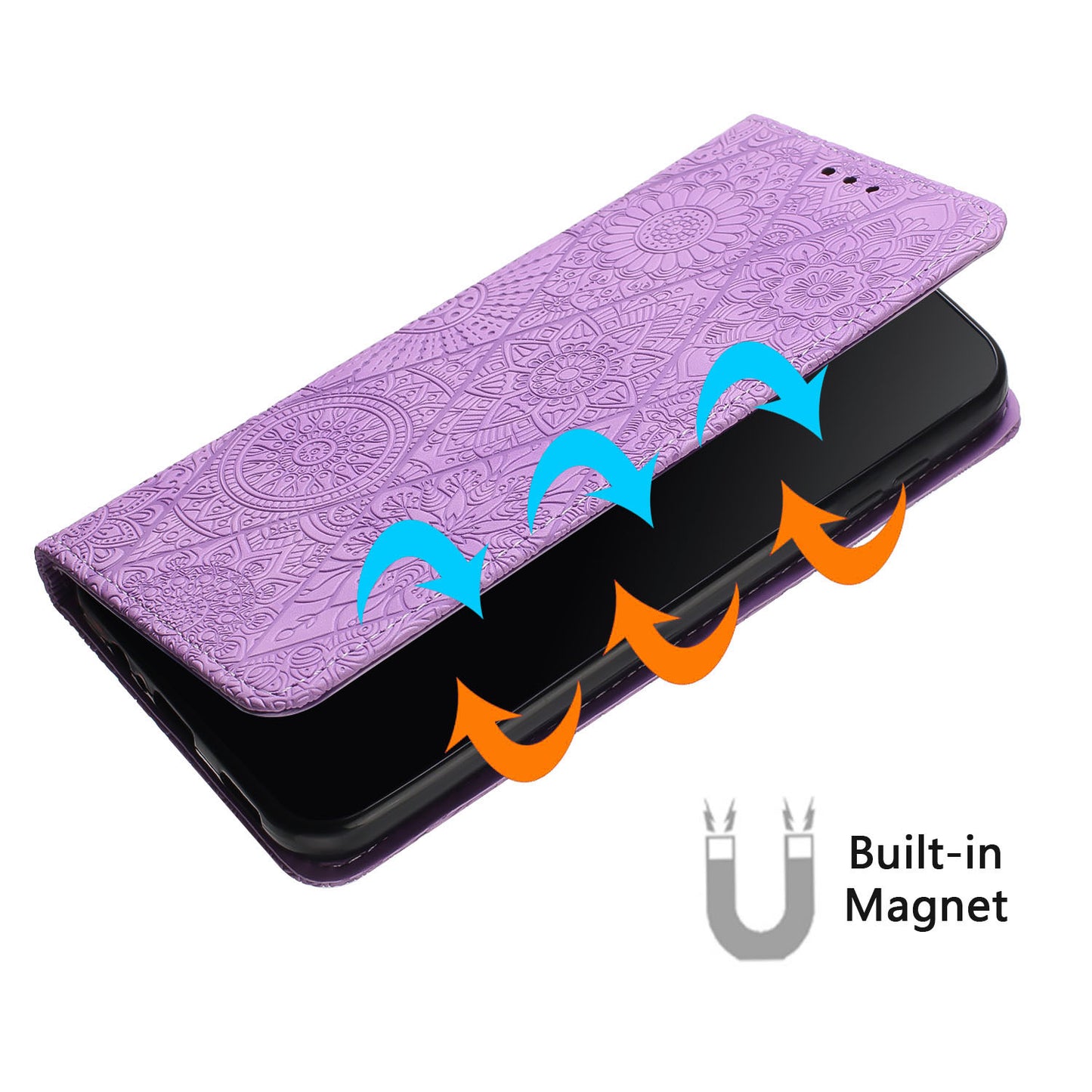 For Samsung Galaxy A54 5G Magnetic Adsorption Imprinted PU Leather Phone Case Wallet Stand Cover