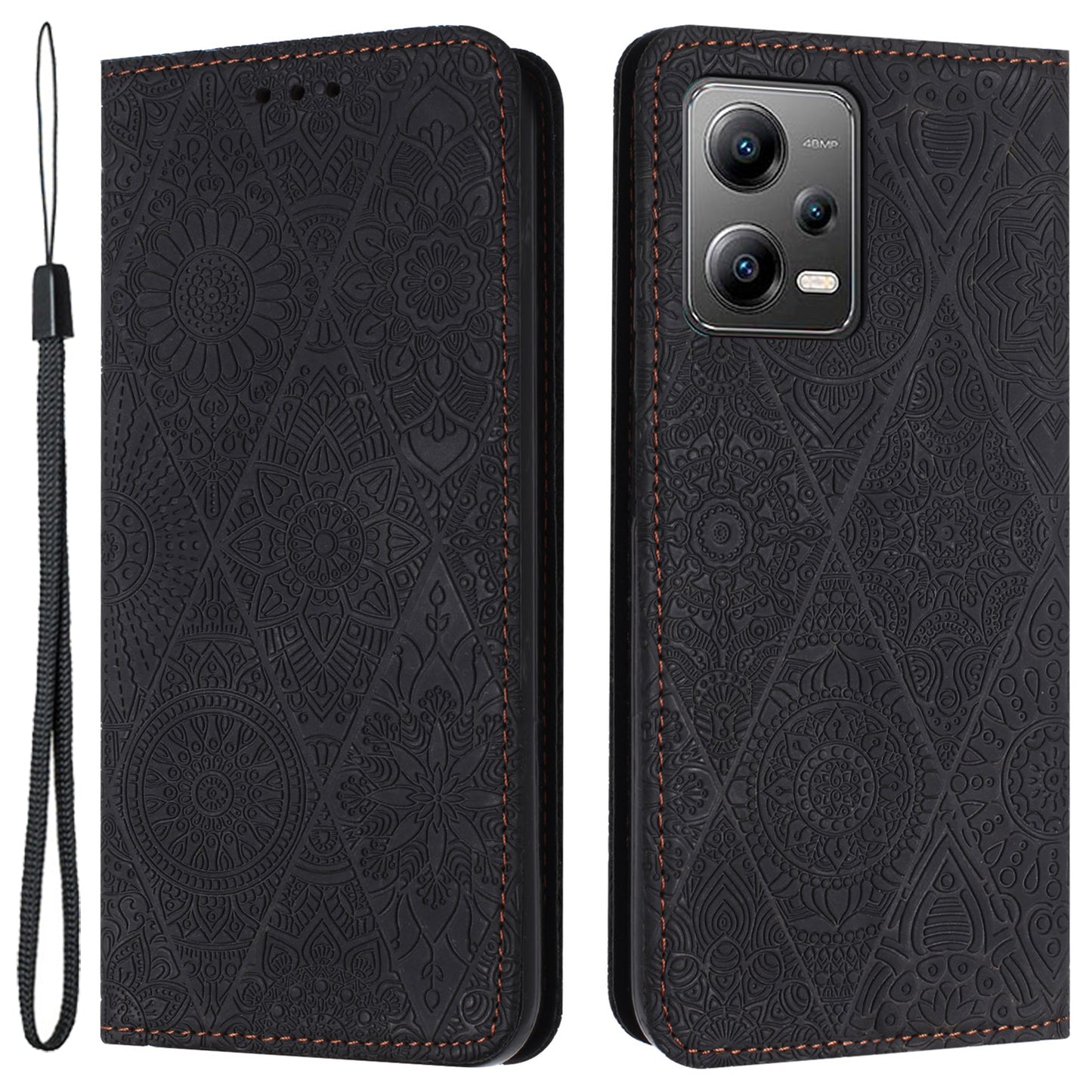 Leather Case for Xiaomi Poco X5 5G / Redmi Note 12 5G (China) / (India) / (Global) Magnetic Adsorption Imprinted Wallet Stand Phone Cover