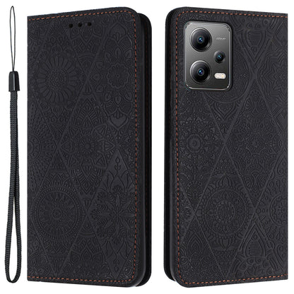 Leather Case for Xiaomi Poco X5 5G / Redmi Note 12 5G (China) / (India) / (Global) Magnetic Adsorption Imprinted Wallet Stand Phone Cover