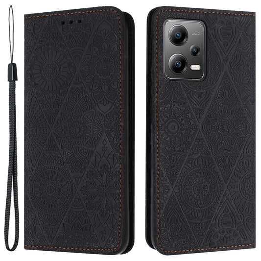 Leather Case for Xiaomi Poco X5 5G / Redmi Note 12 5G (China) / (India) / (Global) Magnetic Adsorption Imprinted Wallet Stand Phone Cover