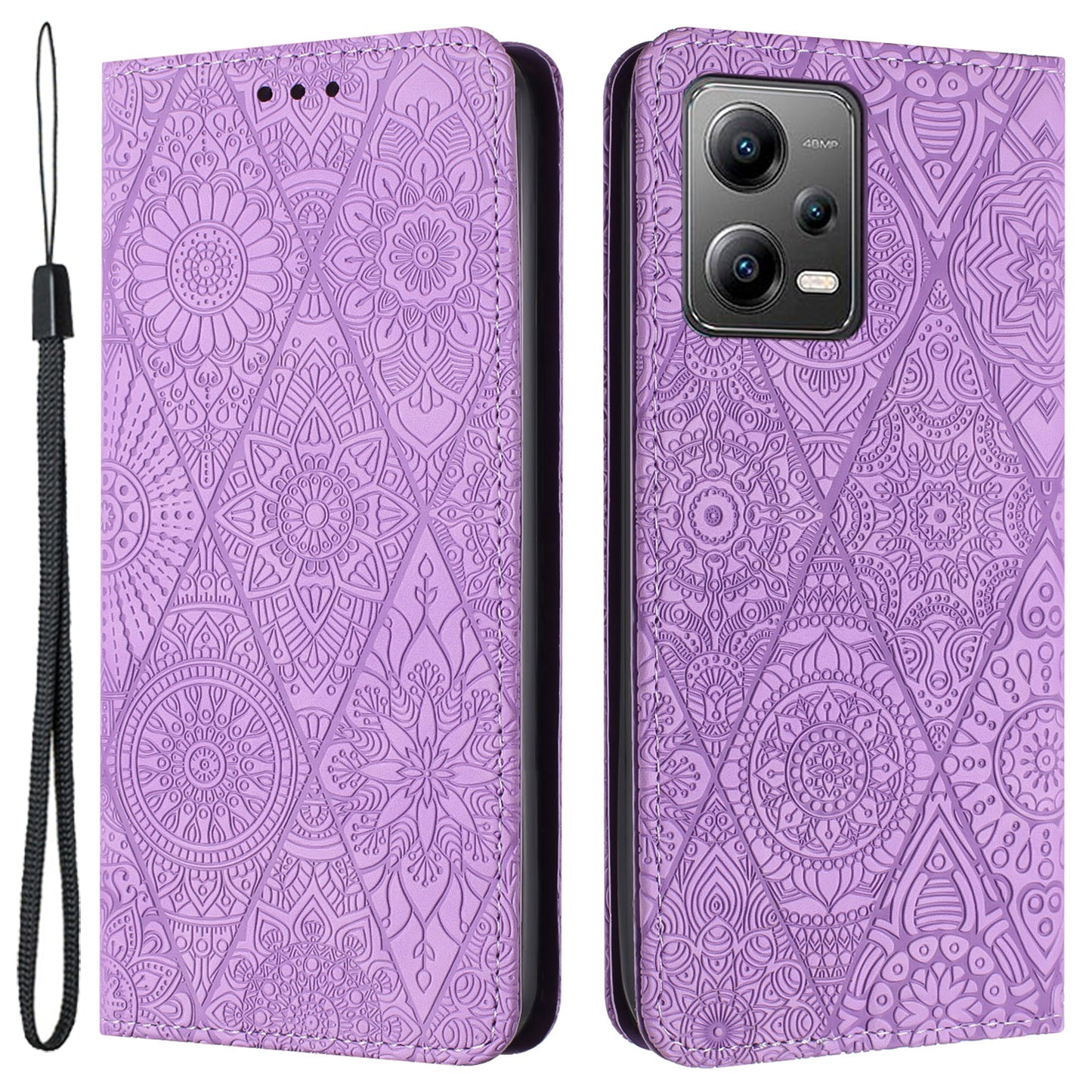 Leather Case for Xiaomi Poco X5 5G / Redmi Note 12 5G (China) / (India) / (Global) Magnetic Adsorption Imprinted Wallet Stand Phone Cover