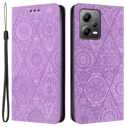 Leather Case for Xiaomi Poco X5 5G / Redmi Note 12 5G (China) / (India) / (Global) Magnetic Adsorption Imprinted Wallet Stand Phone Cover