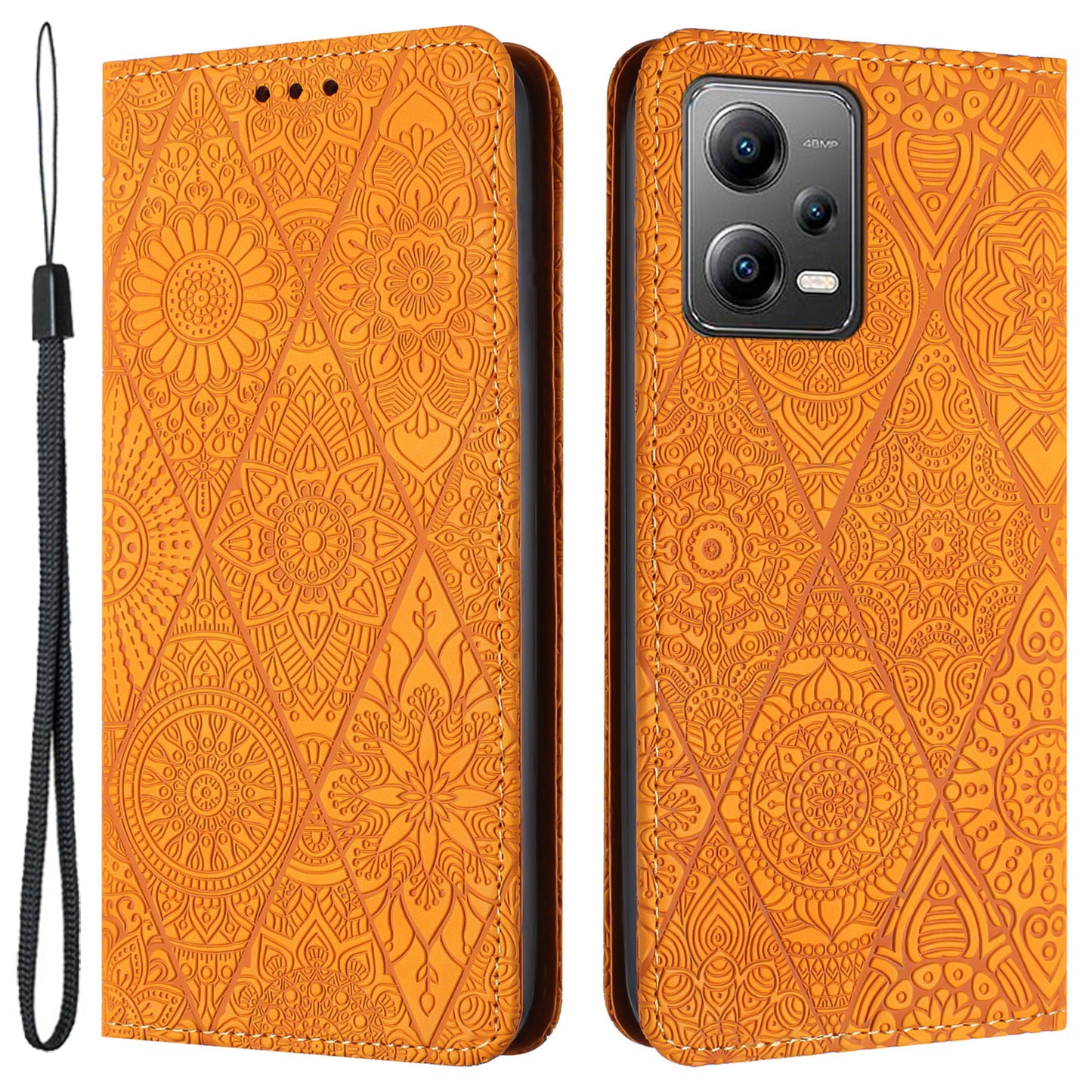 Leather Case for Xiaomi Poco X5 5G / Redmi Note 12 5G (China) / (India) / (Global) Magnetic Adsorption Imprinted Wallet Stand Phone Cover