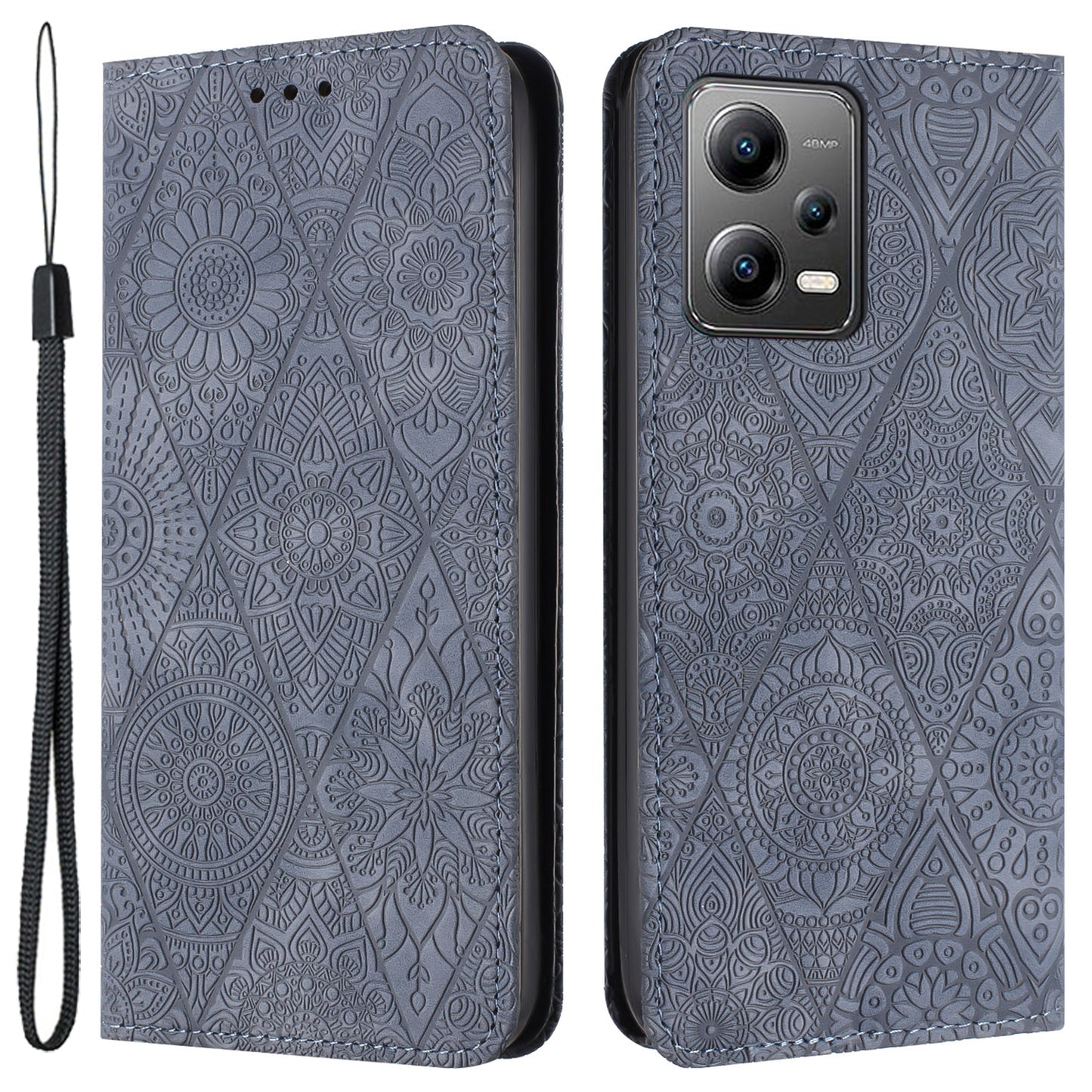 Leather Case for Xiaomi Poco X5 5G / Redmi Note 12 5G (China) / (India) / (Global) Magnetic Adsorption Imprinted Wallet Stand Phone Cover