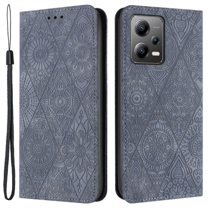 Leather Case for Xiaomi Poco X5 5G / Redmi Note 12 5G (China) / (India) / (Global) Magnetic Adsorption Imprinted Wallet Stand Phone Cover