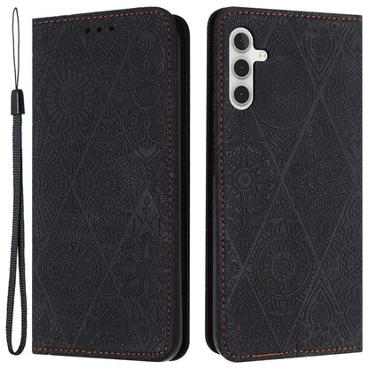 For Samsung Galaxy A34 5G Magnetic Shell Imprinted PU Leather Phone Case Wallet Stand Cover