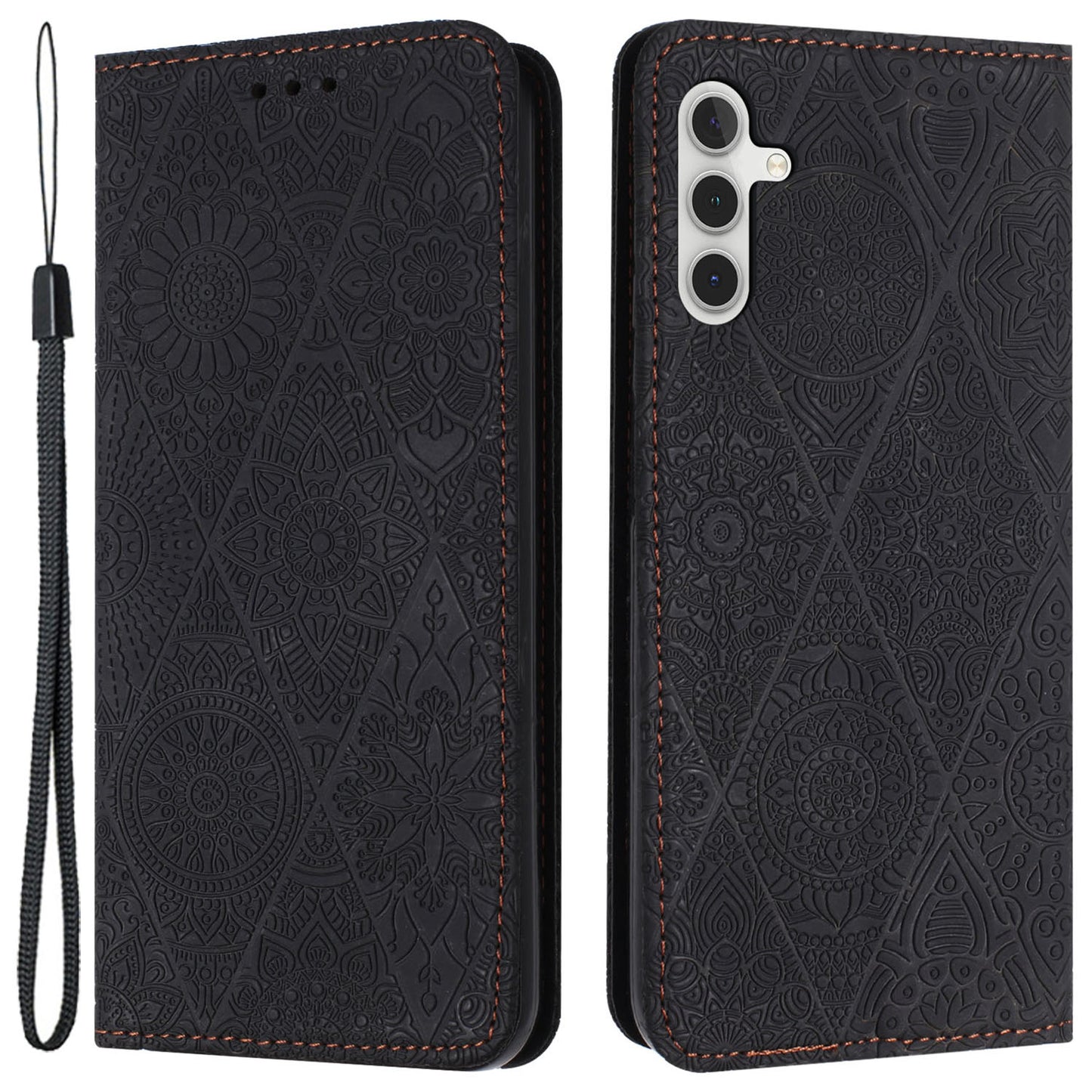 Wallet Stand Cover for Samsung Galaxy A24 4G Magnetic Adsorption Imprinted PU Leather Phone Case