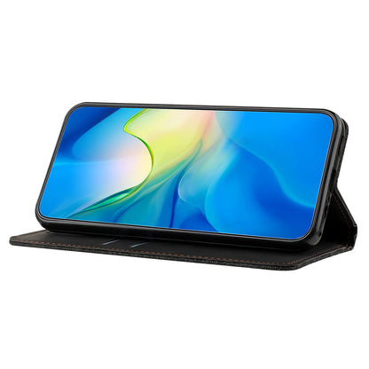 Wallet Stand Cover for Samsung Galaxy A24 4G Magnetic Adsorption Imprinted PU Leather Phone Case