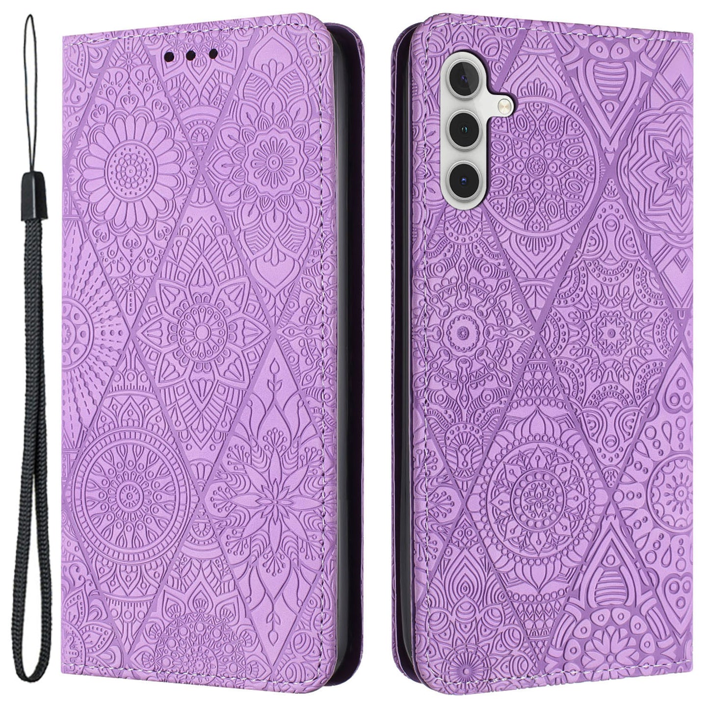 Wallet Stand Cover for Samsung Galaxy A24 4G Magnetic Adsorption Imprinted PU Leather Phone Case