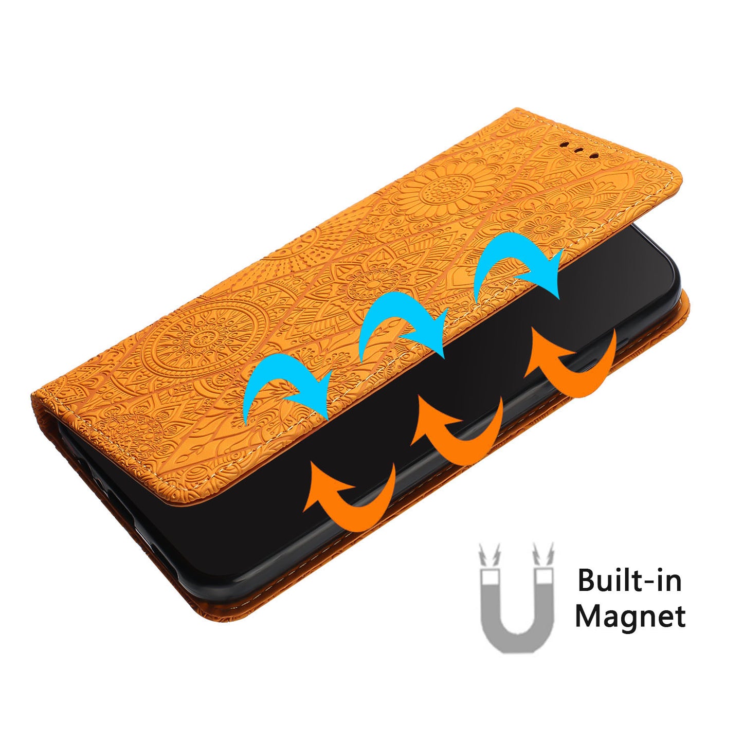 Wallet Stand Cover for Samsung Galaxy A24 4G Magnetic Adsorption Imprinted PU Leather Phone Case