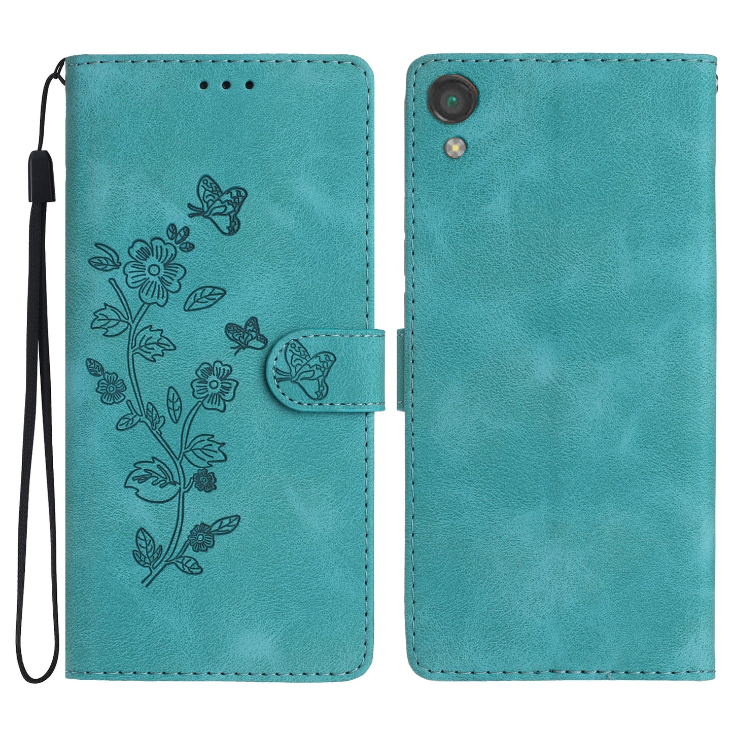 For Sony Xperia L1 Flower Imprint Cover Leather Wallet Stand Shockproof Cell Phone Case