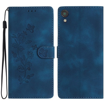For Sony Xperia L1 Flower Imprint Cover Leather Wallet Stand Shockproof Cell Phone Case