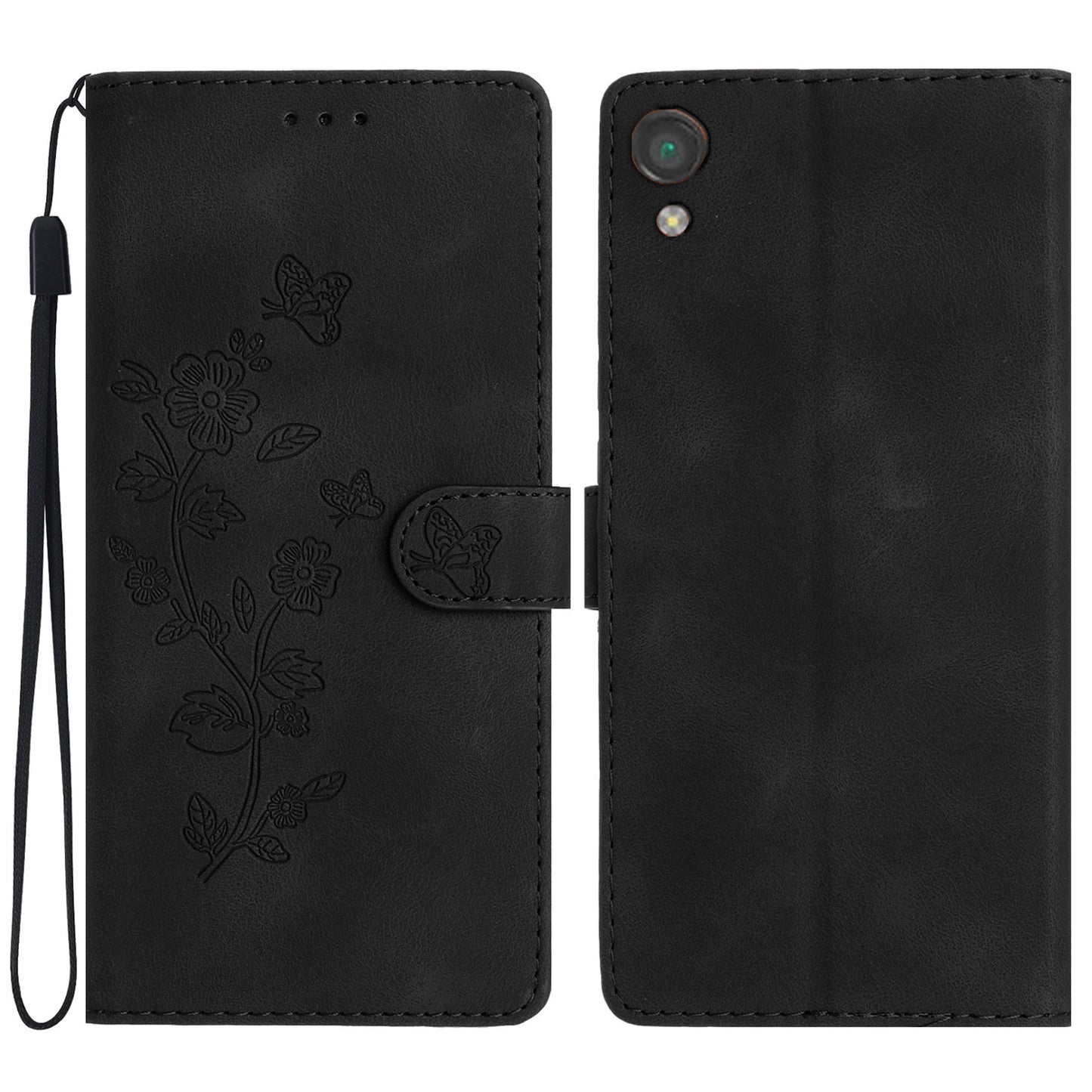 For Sony Xperia L1 Flower Imprint Cover Leather Wallet Stand Shockproof Cell Phone Case