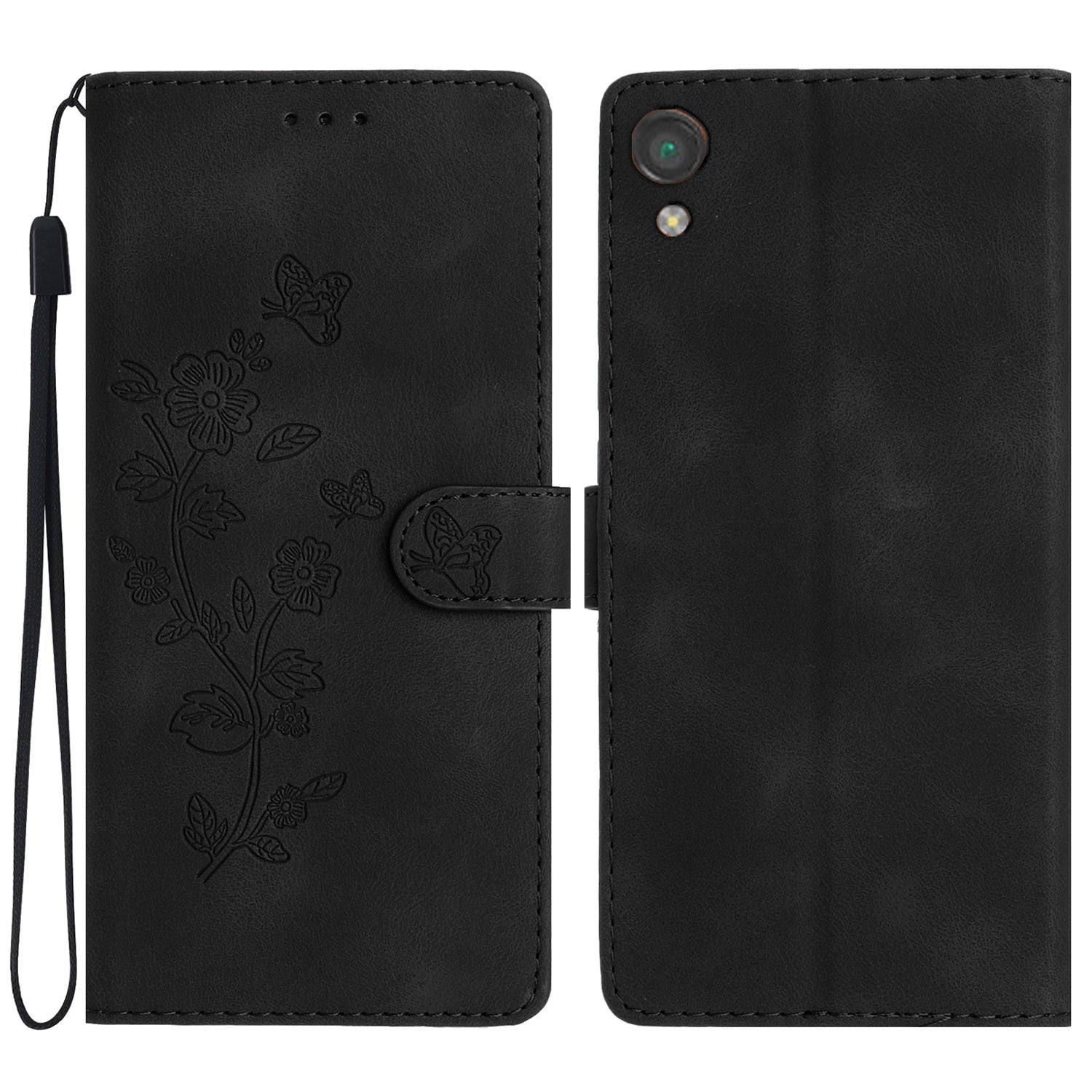 For Sony Xperia L1 Flower Imprint Cover Leather Wallet Stand Shockproof Cell Phone Case