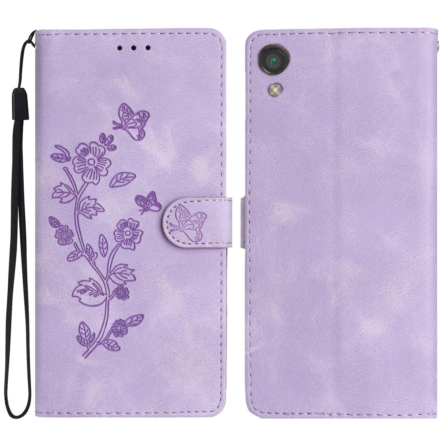 For Sony Xperia L1 Flower Imprint Cover Leather Wallet Stand Shockproof Cell Phone Case