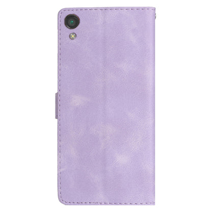 For Sony Xperia L1 Flower Imprint Cover Leather Wallet Stand Shockproof Cell Phone Case