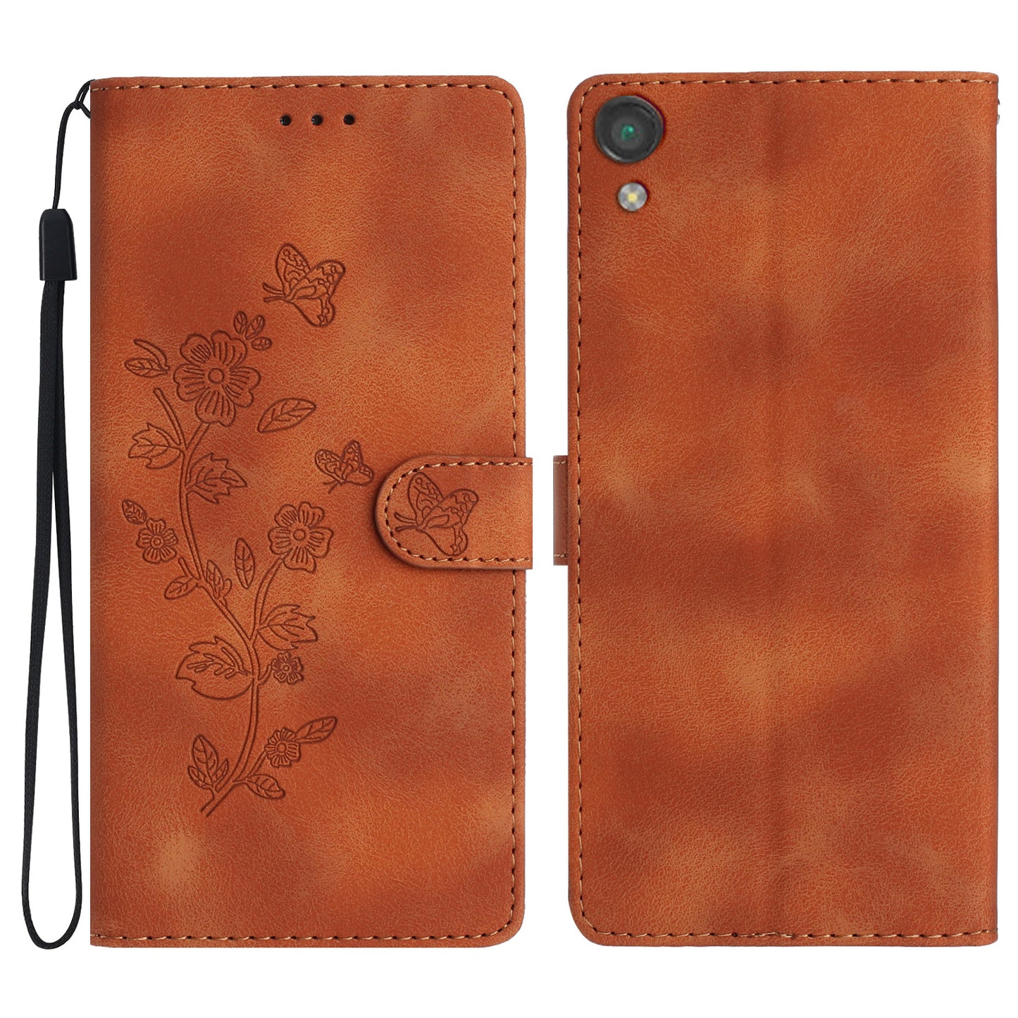 For Sony Xperia L1 Flower Imprint Cover Leather Wallet Stand Shockproof Cell Phone Case