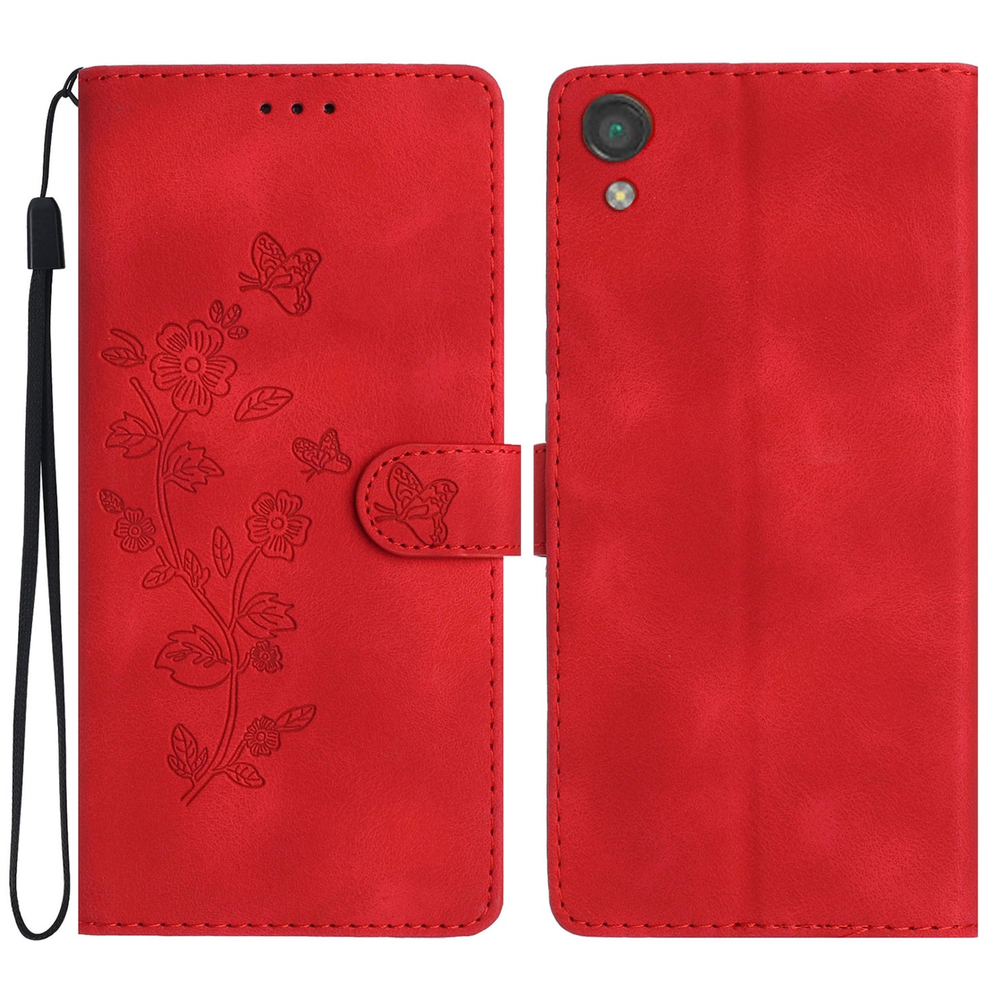 For Sony Xperia L1 Flower Imprint Cover Leather Wallet Stand Shockproof Cell Phone Case