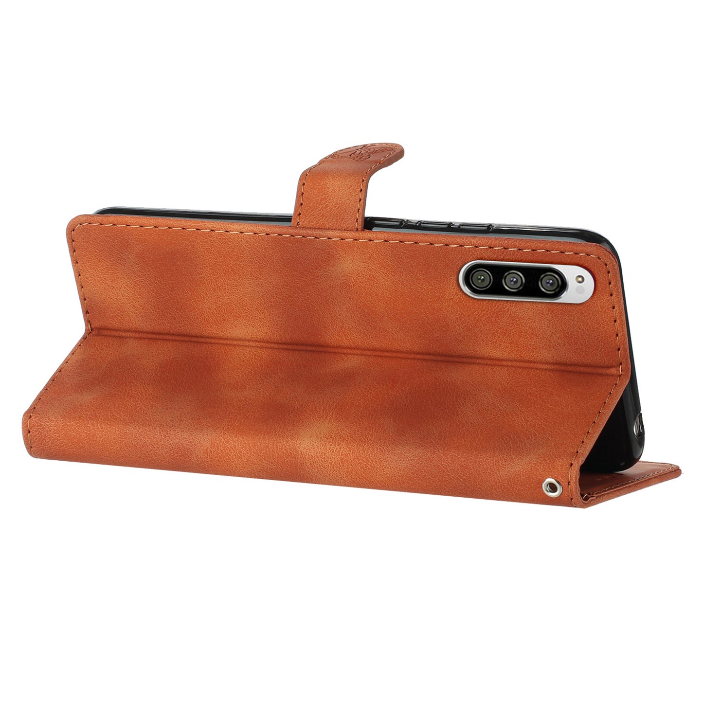 Flower Imprint Leather Case for Sony Xperia 5 , Wallet Stand Mobile Phone Protective Cover