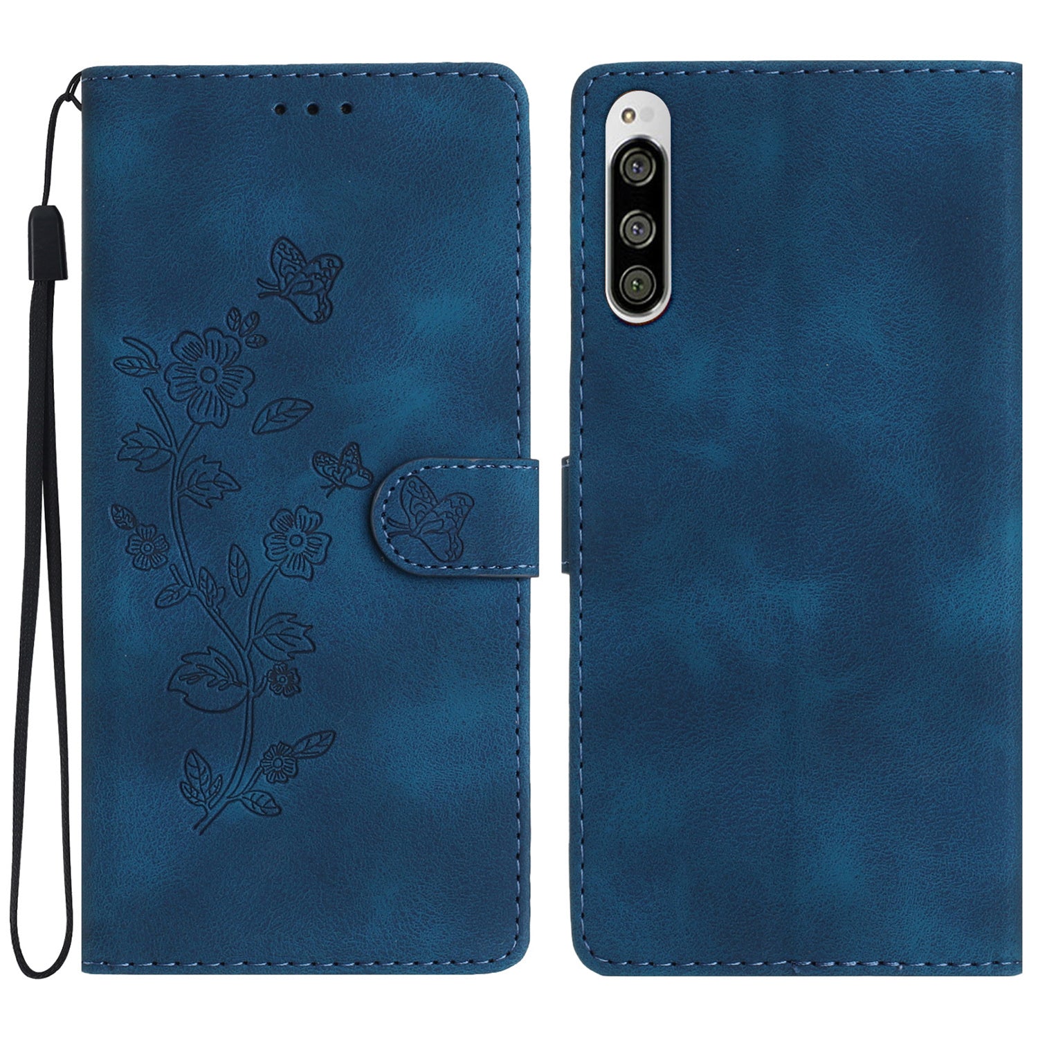 Flower Imprint Leather Case for Sony Xperia 5 , Wallet Stand Mobile Phone Protective Cover