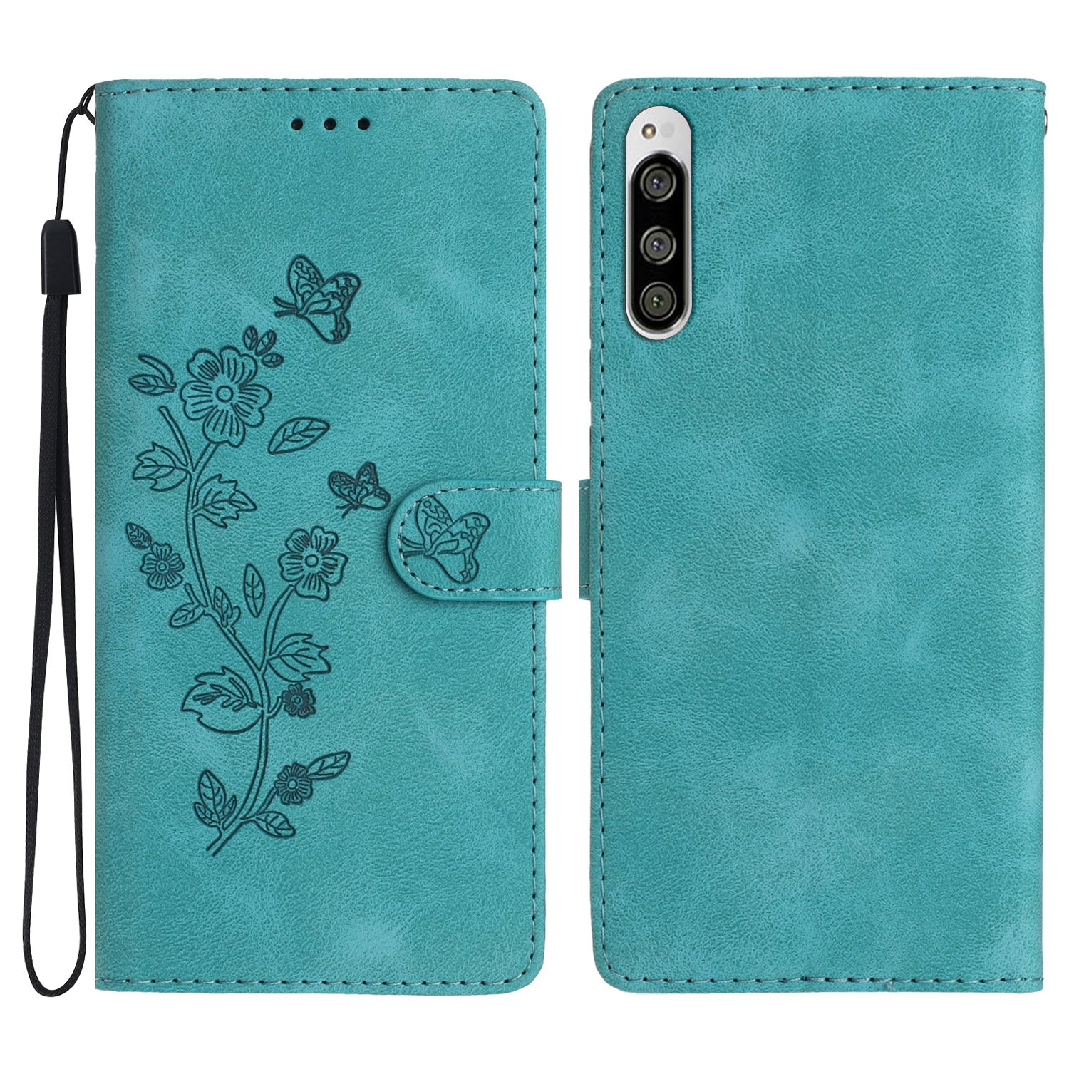 Flower Imprint Leather Case for Sony Xperia 5 , Wallet Stand Mobile Phone Protective Cover