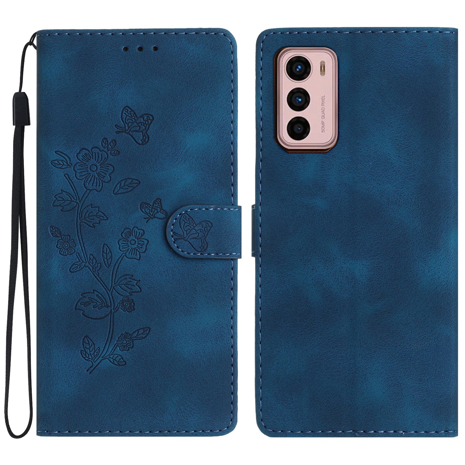 Leather Phone Cover for Motorola Moto G42 4G , Imprinted Flower Wallet Stand Dustproof Cell Phone Case