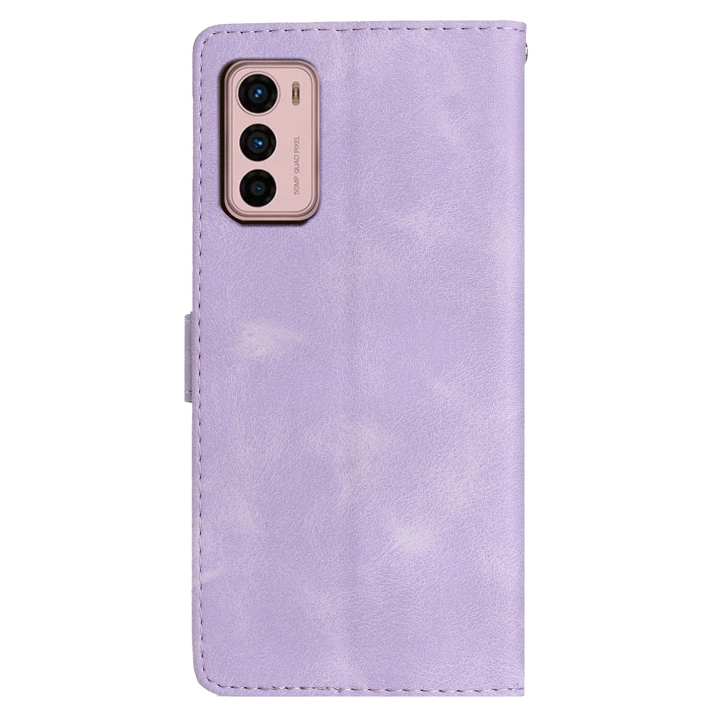 Leather Phone Cover for Motorola Moto G42 4G , Imprinted Flower Wallet Stand Dustproof Cell Phone Case