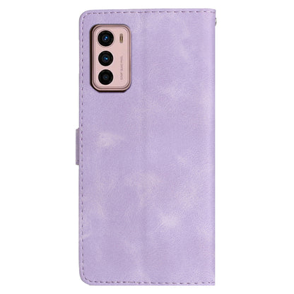 Leather Phone Cover for Motorola Moto G42 4G , Imprinted Flower Wallet Stand Dustproof Cell Phone Case