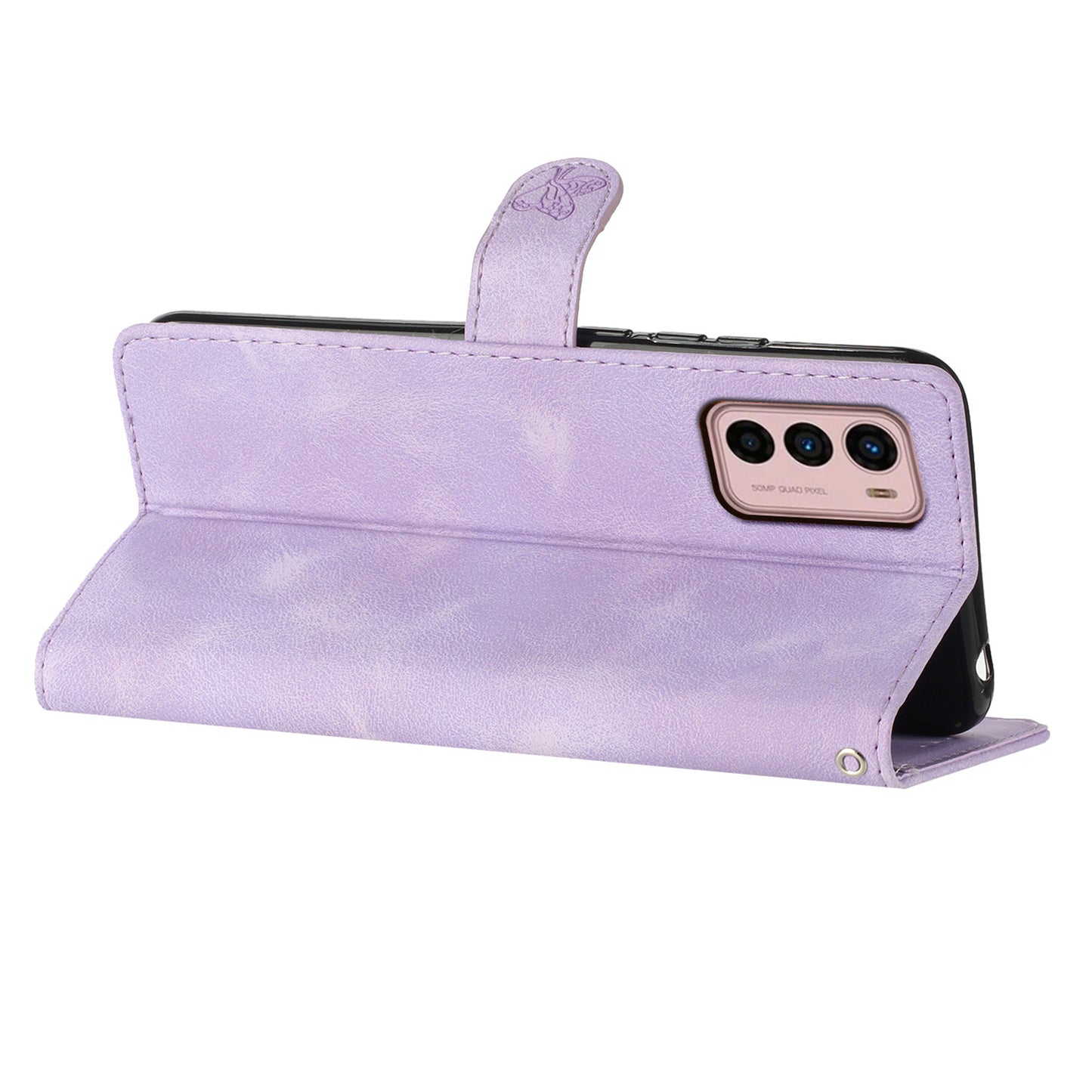 Leather Phone Cover for Motorola Moto G42 4G , Imprinted Flower Wallet Stand Dustproof Cell Phone Case