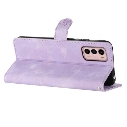 Leather Phone Cover for Motorola Moto G42 4G , Imprinted Flower Wallet Stand Dustproof Cell Phone Case