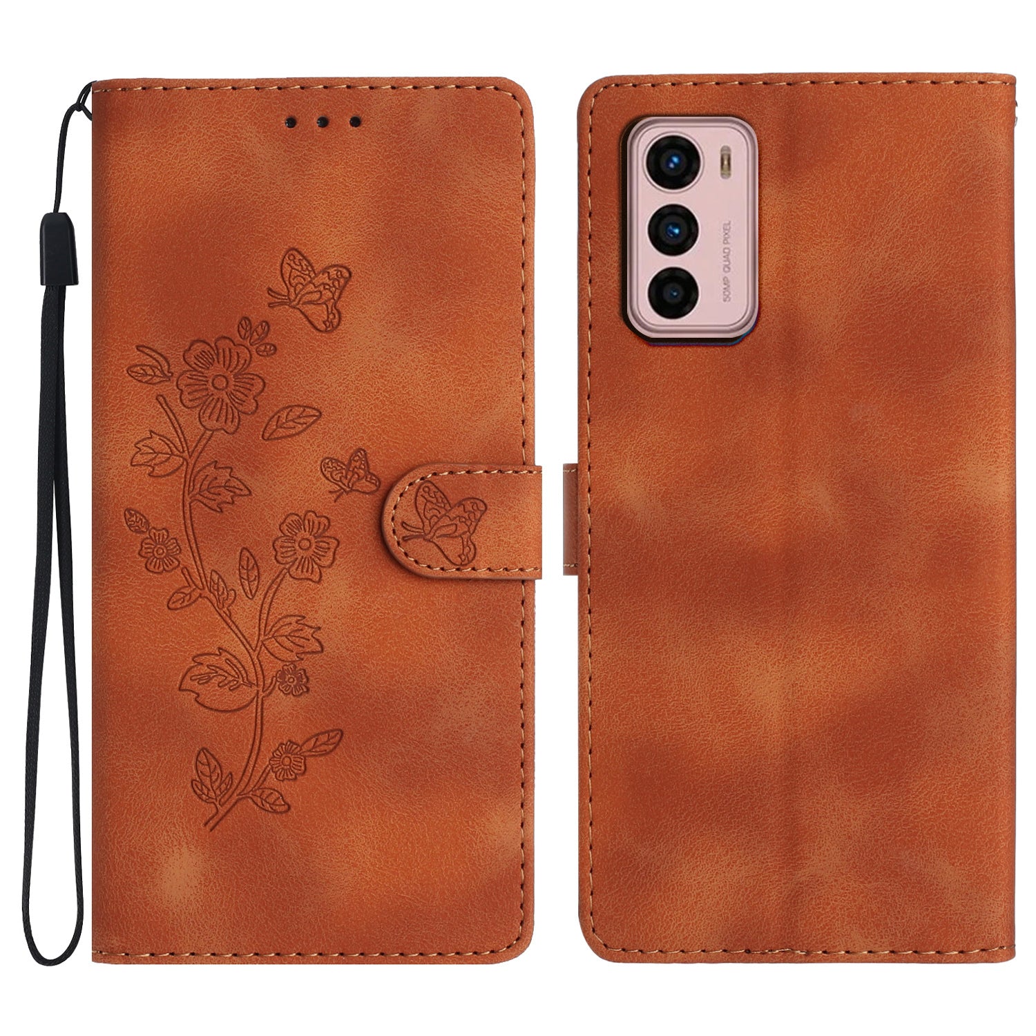 Leather Phone Cover for Motorola Moto G42 4G , Imprinted Flower Wallet Stand Dustproof Cell Phone Case