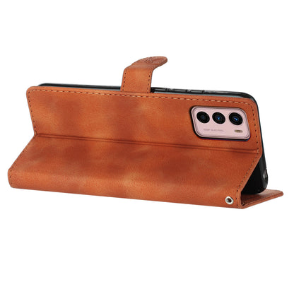 Leather Phone Cover for Motorola Moto G42 4G , Imprinted Flower Wallet Stand Dustproof Cell Phone Case