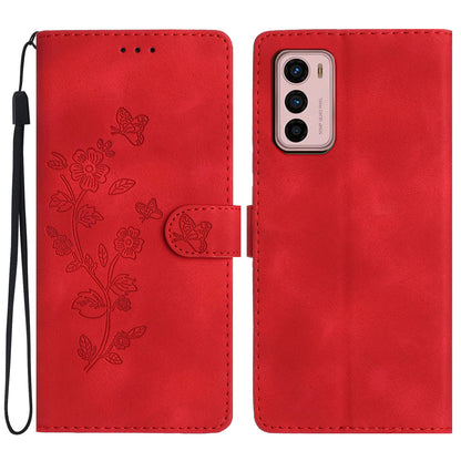 Leather Phone Cover for Motorola Moto G42 4G , Imprinted Flower Wallet Stand Dustproof Cell Phone Case