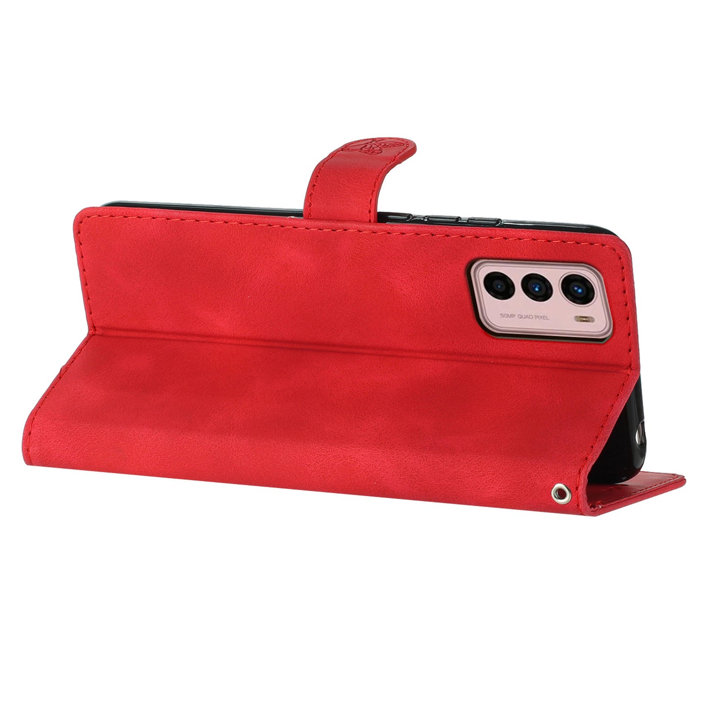 Leather Phone Cover for Motorola Moto G42 4G , Imprinted Flower Wallet Stand Dustproof Cell Phone Case