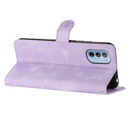 For Motorola Moto G62 5G Magnetic Phone Case Imprinted Flower Wallet Stand Leather Mobile Phone Cover