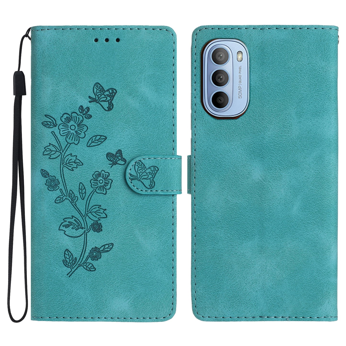 For Motorola Moto G62 5G Magnetic Phone Case Imprinted Flower Wallet Stand Leather Mobile Phone Cover