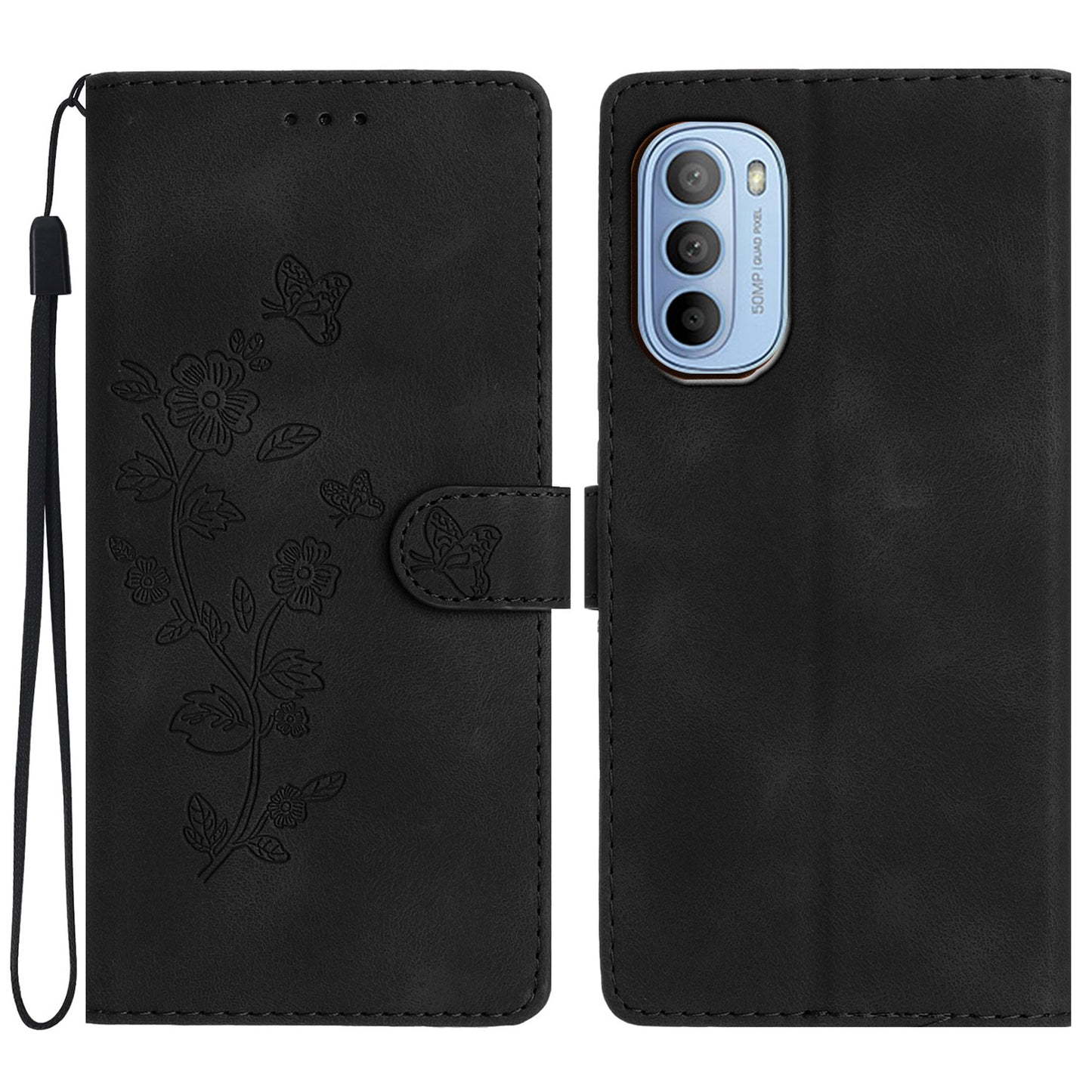For Motorola Moto G62 5G Magnetic Phone Case Imprinted Flower Wallet Stand Leather Mobile Phone Cover