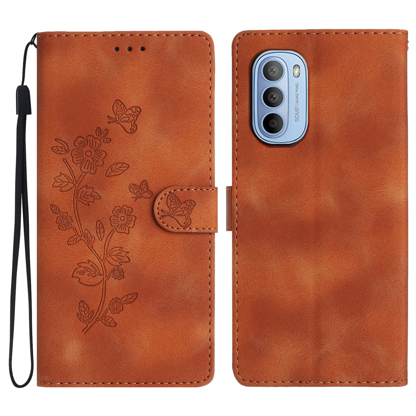 For Motorola Moto G62 5G Magnetic Phone Case Imprinted Flower Wallet Stand Leather Mobile Phone Cover