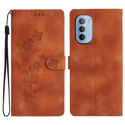 For Motorola Moto G62 5G Magnetic Phone Case Imprinted Flower Wallet Stand Leather Mobile Phone Cover