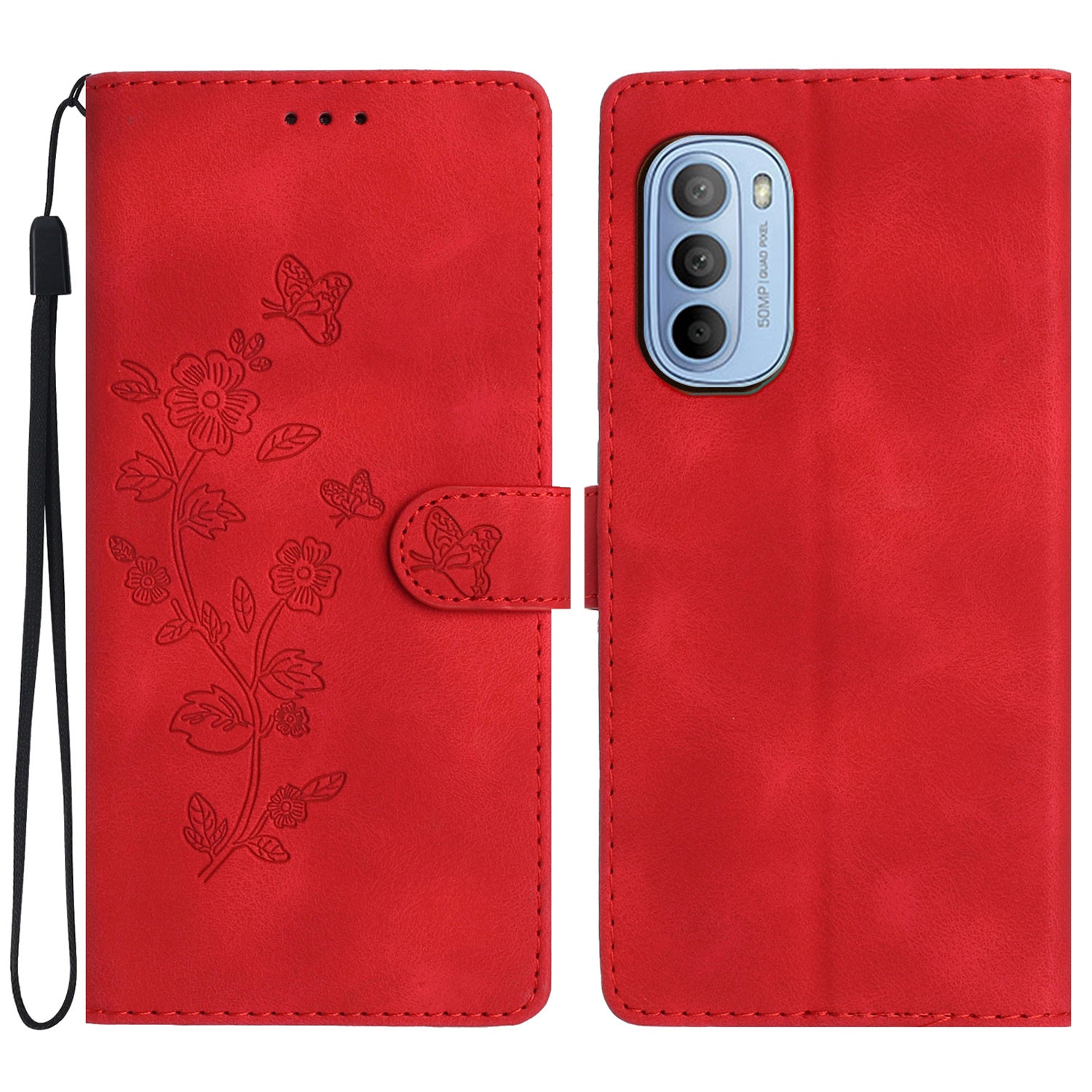 For Motorola Moto G62 5G Magnetic Phone Case Imprinted Flower Wallet Stand Leather Mobile Phone Cover