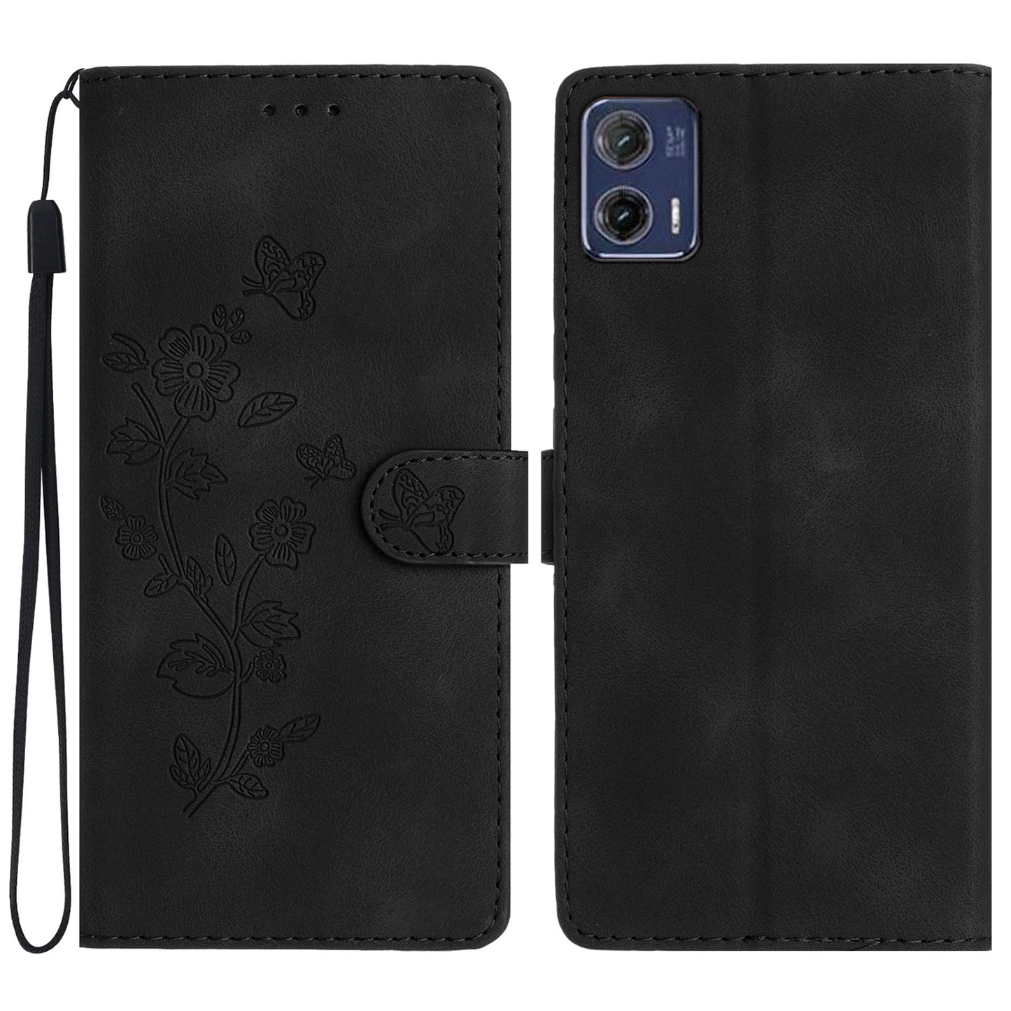 For Motorola Moto G73 5G Anti-Dust Leather Wallet Phone Case Stand Shockproof Imprinted Flower Cover Phone Case