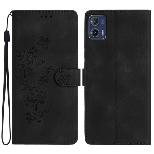 For Motorola Moto G73 5G Anti-Dust Leather Wallet Phone Case Stand Shockproof Imprinted Flower Cover Phone Case